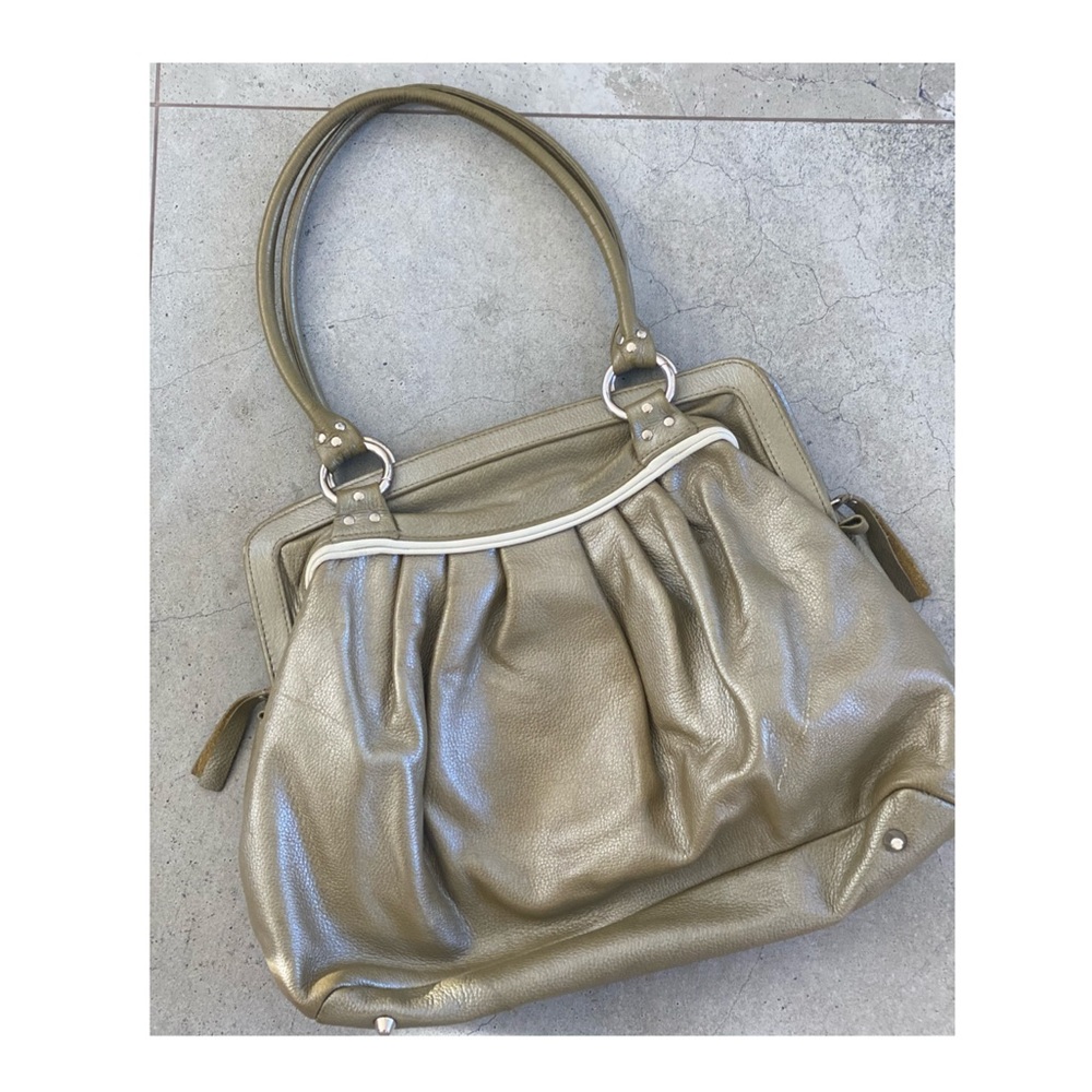 Amazing metallic leather, sage green Dutchy bag